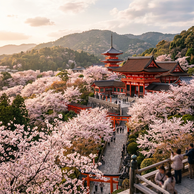 Kyoto Temple Cherry Blossoms