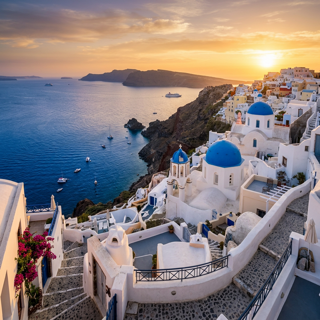 Santorini Blue Domes